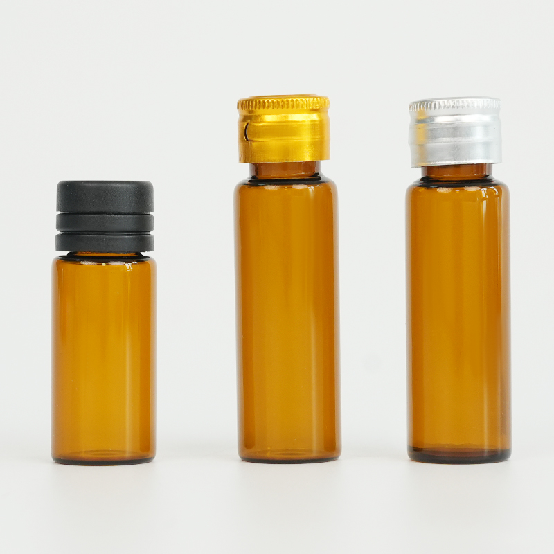 Amber glass oral liquid vial with crimp finish