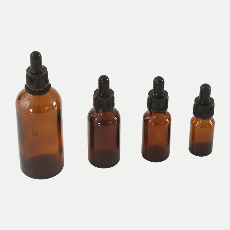 Amber glass essential oil bottle
