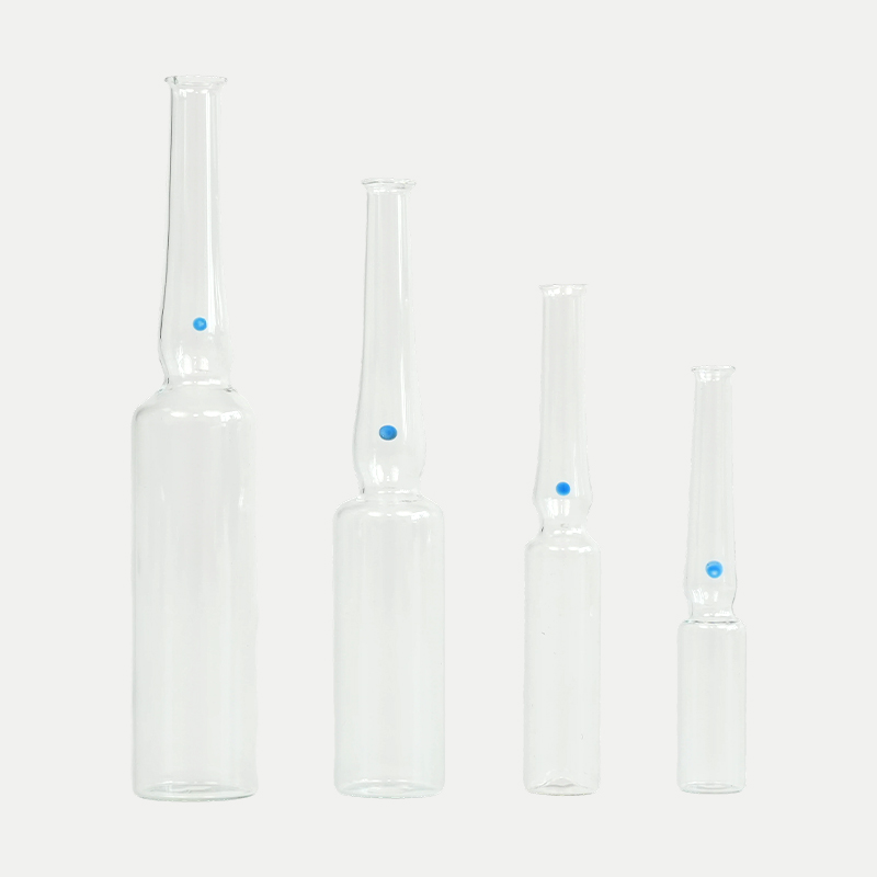 Clear glass ampoule with curved neck