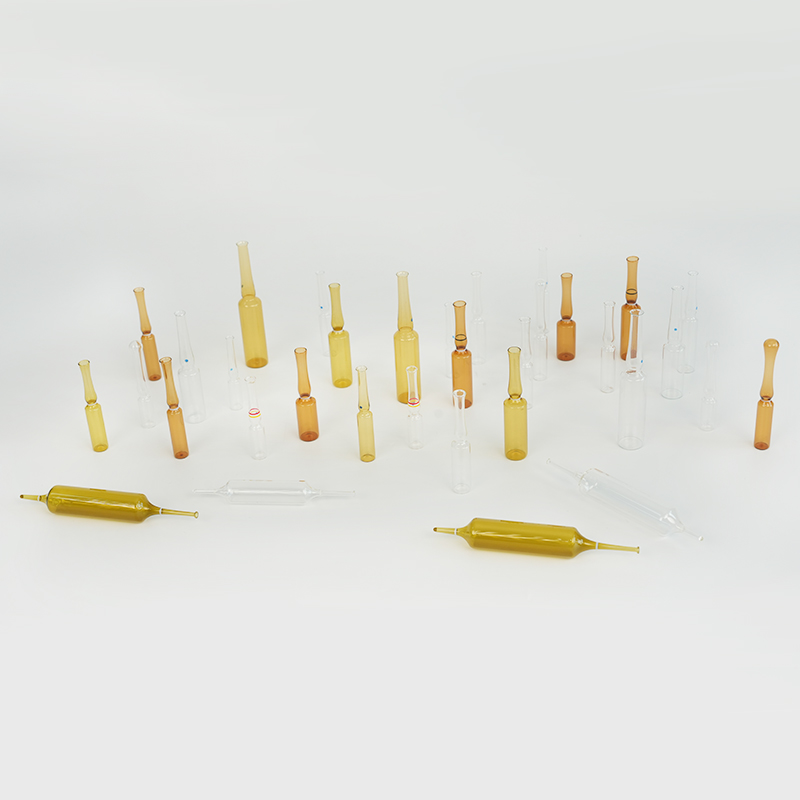 Clear glass ampoule with curved neck