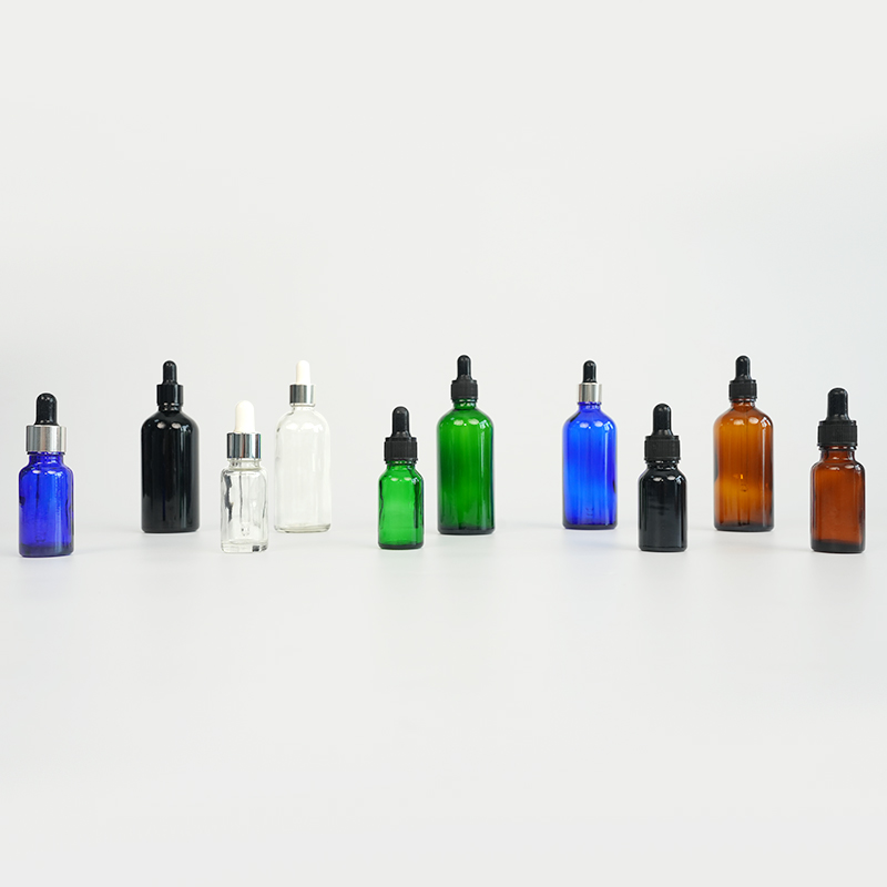 Amber glass essential oil bottle
