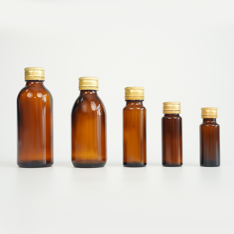 Amber glass screw-neck oral liquid bottle