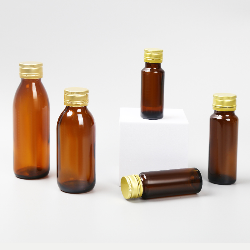 Amber glass screw-neck oral liquid bottle