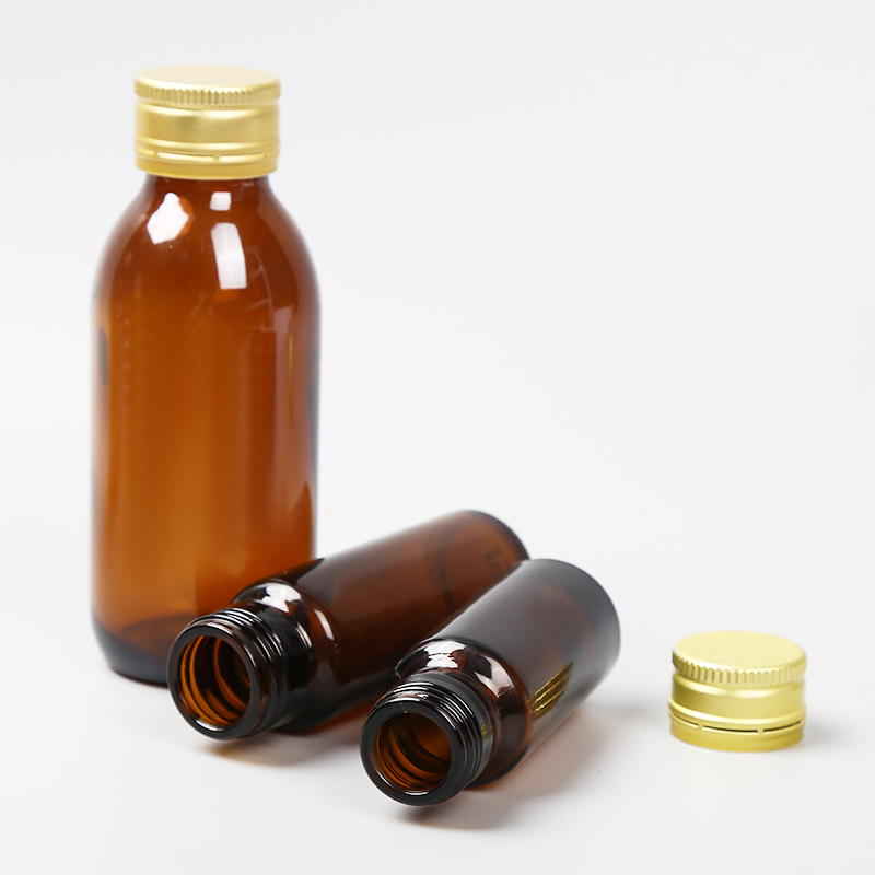 Amber glass screw-neck oral liquid bottle