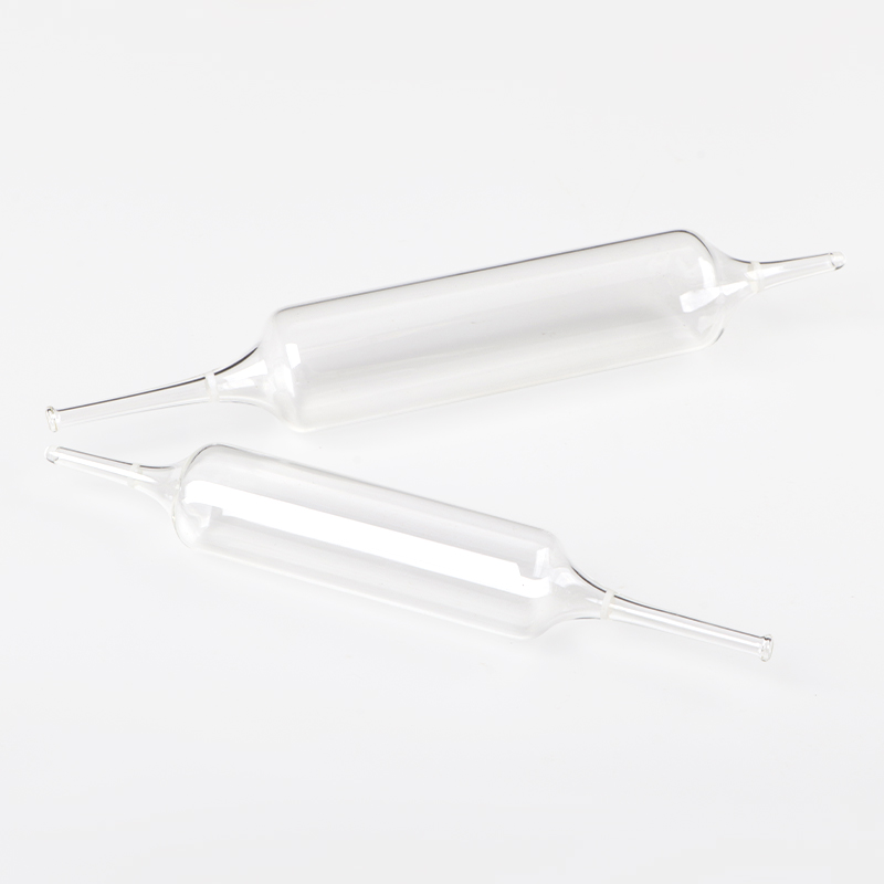 Clear glass ampoule with curved neck