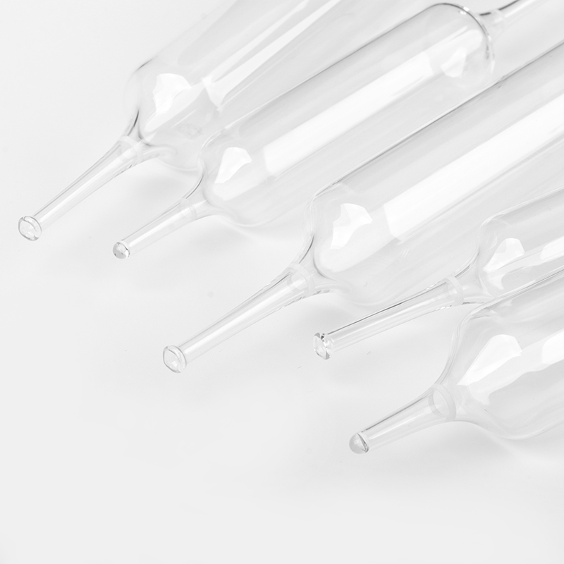 Clear glass ampoule with curved neck