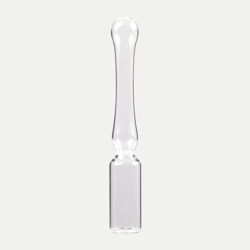 Clear glass ampoule with curved neck
